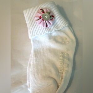 Old Navy White Toddler Socks with Pink Floral Rosette